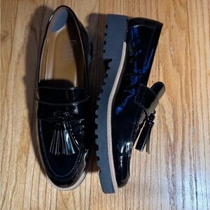 Franco Sarto Shoes Womens Size 10W Black Carolynn Tassel Loafers Platform Sole